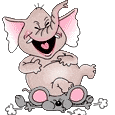 elephant laughing  sitting on a mouse animation