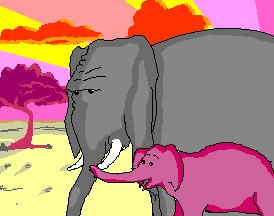 mother and baby elephant  animation